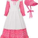 ReliBeauty Pioneer Girl Dress Colonial Prairie Costume (12-14(160), Pink)