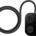 GE UltraPro 3-Outlet Surge Protector with USB, 245 Joules, 1 USB-A & 1 USB-C Port, 4ft Braided Extension Cord, Flat Plug, Adapter-Spaced Outlets, ETL Certified, Black, 85876
