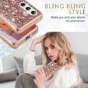 Silicone Case for Samsung Galaxy S24 FE 5G Case Glitter Sparkle Bling, Hybrid Matte Back Case High Impact Heavy Duty Shockproof Protective Cover for Samsung S24 FE Cute Case for Women 6.7" (Rose Gold)