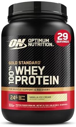 Optimum Nutrition Gold Standard 100% Whey Protein Powder, Vanilla Ice Cream, 2 Pound (Packaging May Vary) Use By 2027.09.05