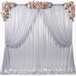 20x12ft Silver Sequin Backdrop Curtain for Parties Glitter Photo Backdrop Wrinkle Free Polyester Drapes Shimmer Back Drop for Wedding Birthday Baby Shower Photography Shiny Background 4 Panels 5x12ft