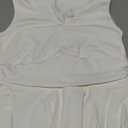 IWD Women's Sexy V Neck Sleeveless Corset Mini Dress Tiered Ruffle Hem A Line Short Party Club Dresses (White), L