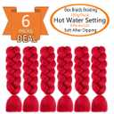 SHUOHAN 6 Packs Ombre Jumbo Braiding Hair Extensions 24 Inch High Temperature Synthetic Fiber Hair Extensions for Box Braids Braiding Hair (Red)