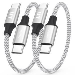 6 Inch USB C to USB C Cable Short 60W Fast Charging & 480Mbps Data Transfer USBC to Type C Cord 2-Pack for Power Bank, iPhone 17/16/15, Galaxy S25/24/23, iPad Pro/Air/Mini, Car Charger