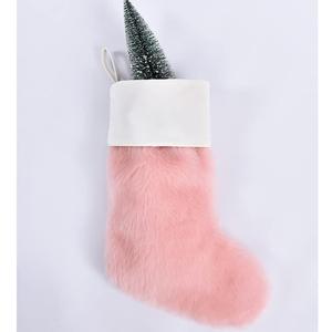 Lovely Pink Christmas Stockings 20" Large Cozy Faux Fur Christmas Stocking Decor Hanging Ornament Fireplace Xmas Tree Holiday Party Decoration Gifts 1 PC (1 PC, Pink 20")
