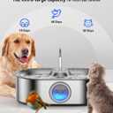 3.4Gal Dog Water Fountain for Large Dogs, 13L Stainless Steel Large Pet Fountain with Deeper & Wider Drinking Area, Automatic Dog Water Bowl Dispenser with Water Window(with 7 Filters) (Silver)