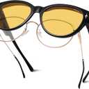 SOJOS Cat Eye Polarized Fit Over Glasses Sunglasses for Women, Trendy Cateye Wrap Around Shades for Women SJ2658, Black Frame/Night Vision Lens