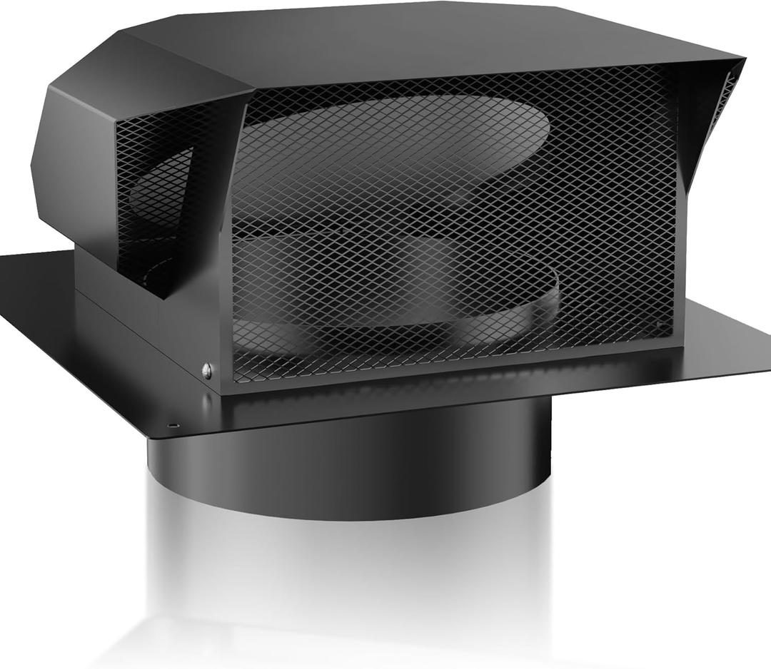 [Upgrade Airflow] Hon&Guan Removable Roof Vent Cover, 6 Inch Roof Vents for Houses, 6'' Exhaust Vent Wall Vent for Ventilation System-with Damper and Two New Small Vents,Galvanized Steel