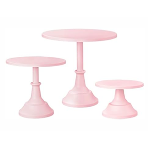 HBlife 3-PCS Black Cake Stand Set (8"/10"/12" Plate) for 6-10 Inch Cakes, Perfect Dessert Table Display Set, Cupcake&Cake Stands for Halloween, Black and Gold Party Decorations (Pink)