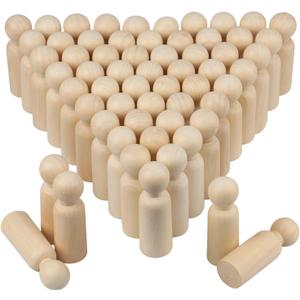 Wooden Peg People, 3.5 Inch 60 Pieces, Peg Dolls Unfinished in Standardization Sizes, Perfect for DIY Art and Craft, Painting, Dollhouse Design, Table Setting