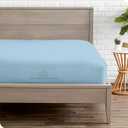 Extra Deep Queen Fitted Sheet - Hotel Luxury Single Fitted Sheet Only - Easily Fits 18"-24" Mattress - Extra Deep Pockets - 100% Egyptian Cotton - Breathable - Bottom Sheets - Light Blue Solid