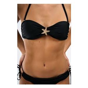 SOLY HUX Women's Bikini Set Ruched Metal Decor Bathing Suit Summer Vacation Two Piece Swimsuit Solid Black Large