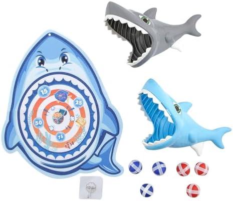 Fun Express 6 1/4" x 10 1/2" Blue & Gray Shark Target & Ball Shooter Game - 9 Pieces, Pack 2