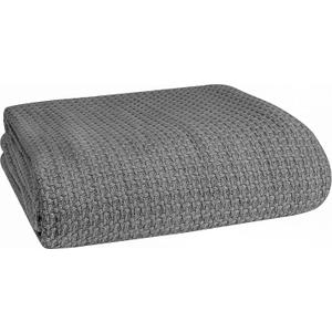 Elvana Home 100% Cotton Bed Blanket, Breathable Bed Blanket King Size, Cotton Thermal Blankets King, Perfect for Layering Any Bed for All Season, Charcoal Grey (King (102"x90"))