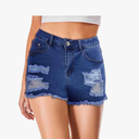 Women's Ripped Jean Shorts Mid Rise Summer Raw Hem Distressed Hot Denim Shorts with Pocket M