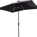 Helios&Hestia 6.5x10 ft Solar Powered Rectangular Outdoor Market Patio Umbrella with LED Lights and Tilt, Providing Shade for Rectangle Tables for Garden, Deck, Pool