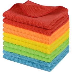 SINLAND Microfiber Dish Cloth for Washing Dishes Rags Best Kitchen Washcloth Cleaning Cloths 5 Color Assorted Meshless Cloth 12Inchx12Inch 10 Pack