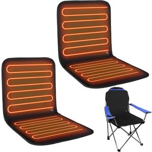 Wenqik USB Portable Heated Seat Cushion 17.72"x17.72" Heated Stadium Seat Cover 3 Mode Adjustable Heated Seat for Outdoors with Back Support Heating Pad for Chair at Work Office Bench (Black,2 Pcs)