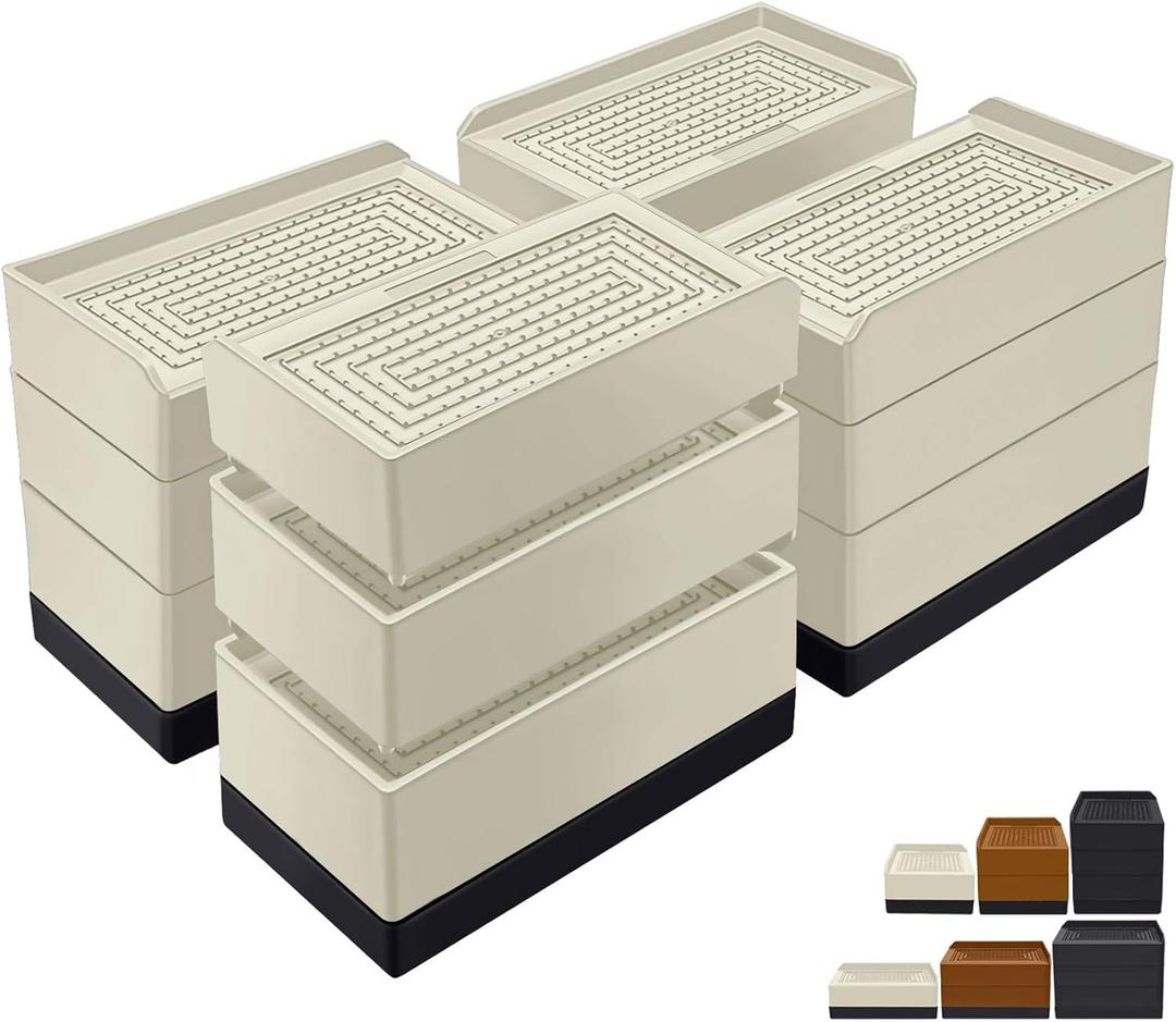 ANNKUT Furniture Risers 4 Inch, Heavy Duty Furniture Elevator in Heights of 1.5, 3 or 4 InchRectangle Raising Blocks for Bed, Couch, Desk, Sofa, Tables,Support Up to 1,300 Lbs (4 Pack-Apricot)