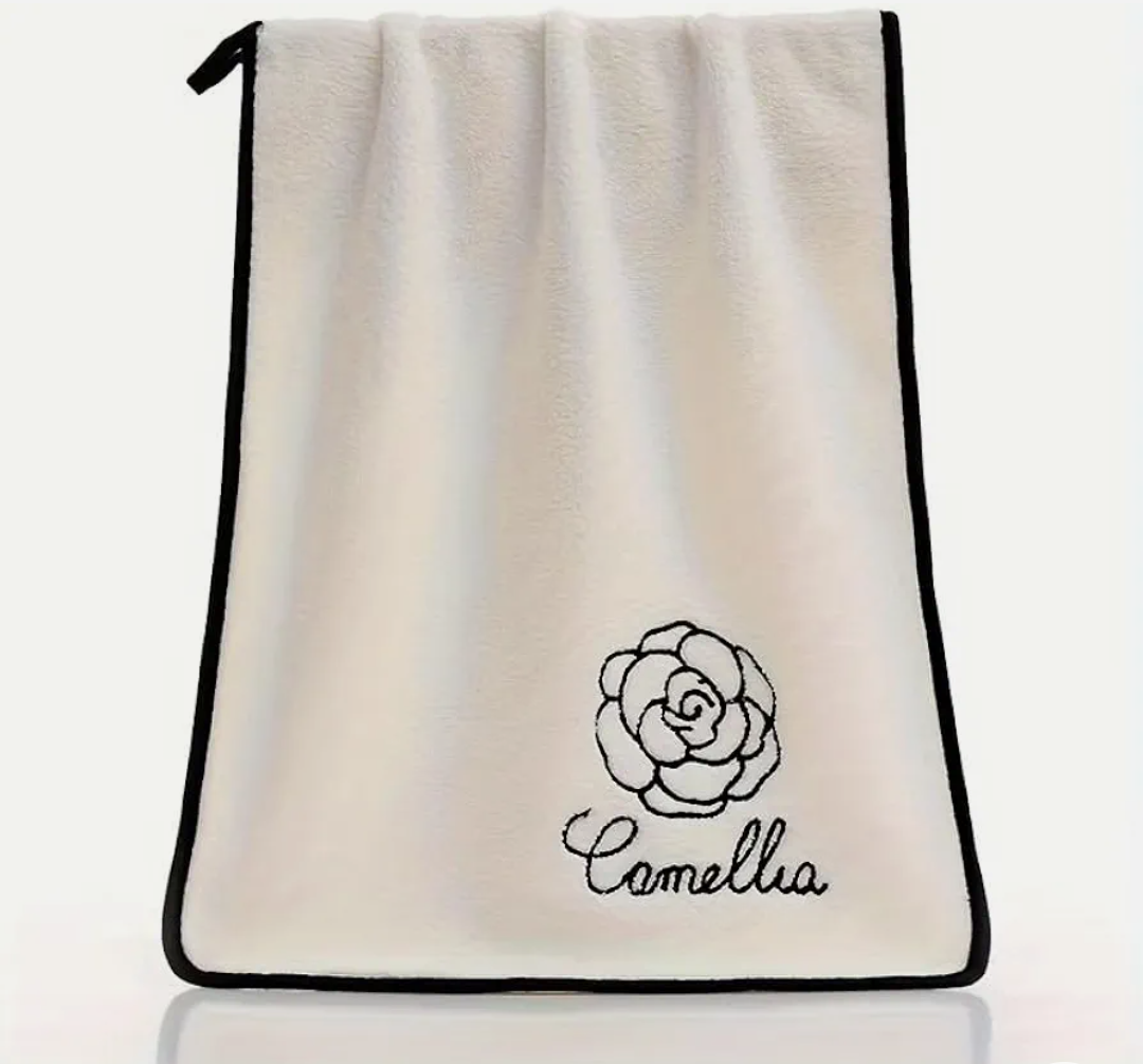 1 Creative Camellia Embroidery Towel, Thick, Soft, Absorbent, Non Shedding and Non Fading, a Must-Have for Families