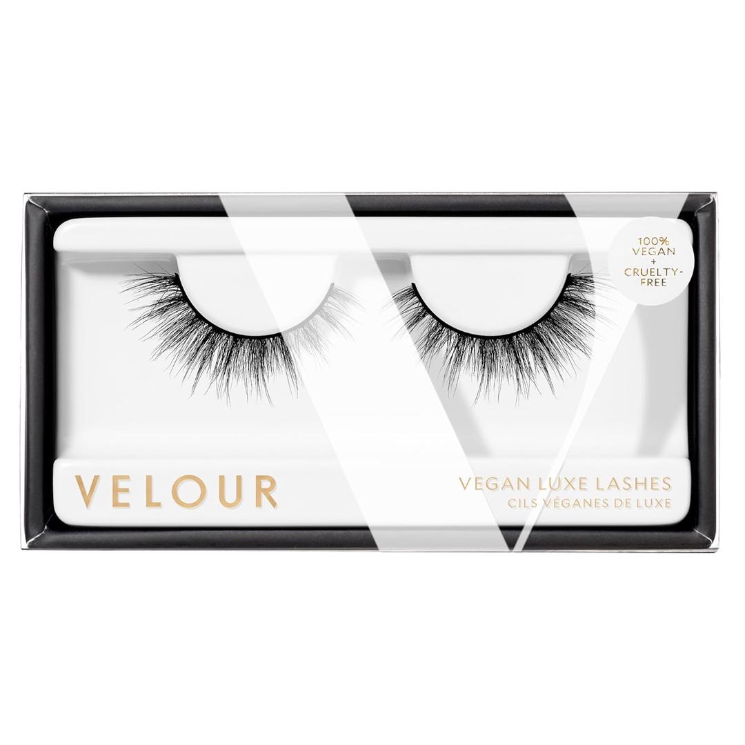 Velour Vegan Luxe Eyelashes, Luxurious Natural False Lashes, Lightweight, Reusable, Handmade Fake Lash Extensions, Wear up to 25 Times, 100% Vegan Mink, Soft and Comfortable, All Eye Shapes