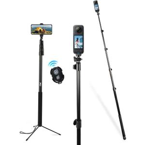 BMZX 118" Long Selfie Stick for 360 Cameras GoPro,9.8ft with Wireless Remote, Selfie Stick for iPhone, Android, Fit for Insta360 X5, X4, GoPro,DJI Action 5 Pro Osmo Pocket 3(29 to 118")