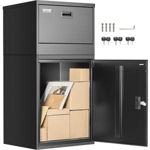 VEVOR Package Delivery Boxes for Outside, 38.6 in Mailbox for Parcel with Lock, Galvanized Steel Package Drop Box with Anti-Theft Design, Weather-Resistant Package Mailbox for Home and Office, Black