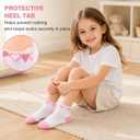 floconssy Girls Socks Ankle Athletic Kids Socks for 4-7 Years Old (S)