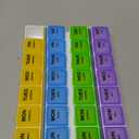 EZY DOSE Weekly (7-Day) Daily Medtime Pill Case, Medicine Planner, Vitamin Organizer, Supplement and Fish Oil Container, Large Compartments with Rounded Base, 4 Times a Day, Colored Lids, BPA Free (Yellow/Blue/Green/Purple)