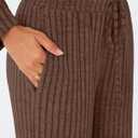 LILLUSORY Womens Lounge Sets 2 Piece Matching Pajamas Fall Fashion 2026 Ribbed Knit Outfits Long Sleeve Casual Sweatsuits Trendy Plus Size Sweaters Cute Sleep Wears Travel Soft Clothes CoffeeBrown XL