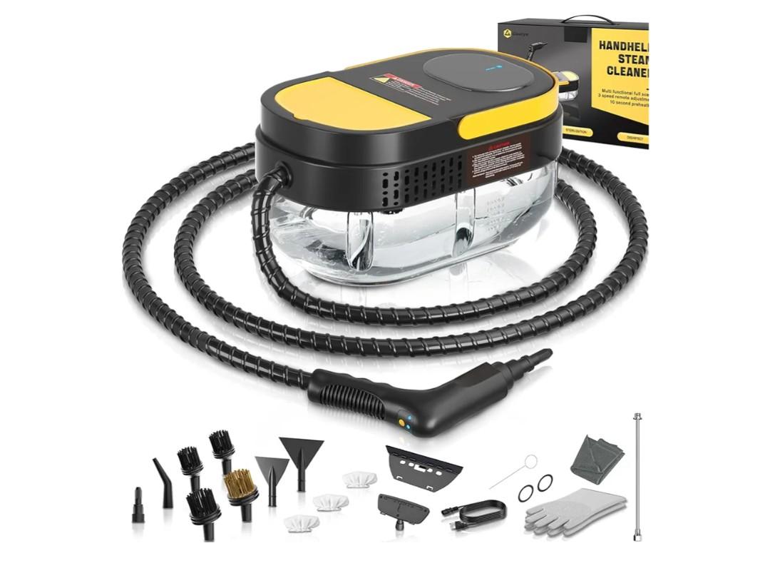 Gautye Steam Cleaner, 3-Level Adjustable Handle, 15s Heat-Up, 1.69 Quarts Tank, Portable Steamer for Cleaning with 11 pcs Accessories, Steam Cleaner for Home for Dirt, Grease, Grout