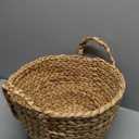 Decorative Round Wicker Woven  Storage Blanket Basket with Braided Handles - Medium
