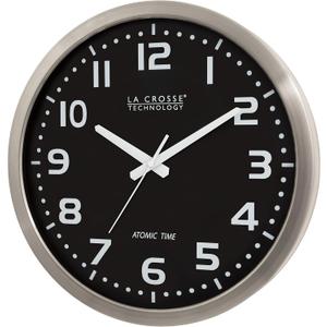 La Crosse Technology WT-3161BK 16 Inch Stainless Steel Atomic Clock, Analog, Silver