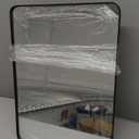 Fundin Plastic Black Medicine Cabinet, Mirror Door with Round Corner Metal Frame, Recessed and Surface Mount Bathroom Medicine Cabinet, 16 x 22 inch Mirror Size