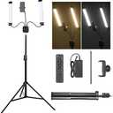 Esthetician Light AMBITFUL AL-20 with Phone Holder Double Arms Beauty Light 3000K-6000K with adjustable Tripod Stand,Remote control，LCD Screen for Makeup,Manicure,Tattoo,Live Streaming