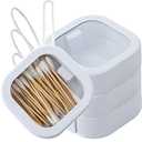 4pcs Hair Tie Organizer,Portable Travel Qtip Holder,Bathroom Storage Organizer Qtip Dispenser Cotton Swabs Dispenser Kids Hair Accessory Box with Lid for Bathroom,Desktop Organizer(4 Pcs White)