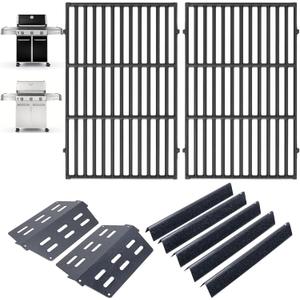 Grill Parts Kit for Weber Genesis 300 310 330 Grill Parts for Weber Genesis E330 E310 S310 S330 EP330 EP310 S320 E320 Grill Parts 7621 Flavorizer Bars 17.5", Genesis 7524 Grates, 7622 Heat Deflector (Black-No Burner)