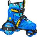Fun Roll Beginner Roller Skates by Roller Derby, Adjustable Sizing, Skates for Kids, Toddlers, Boys, Girls (Small (7-11), Pizza Shark)