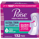 Poise Ultra Thin Incontinence & Postpartum Pads with Wings for Bladder Leaks, 3 Drop Light Absorbency, Regular Length, 132 Count, 