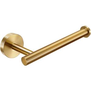 Gold Toilet Paper Roll Holder, EdenGrip SUS 304 Stainless Steel Round TP Hanger, Stylish Brushed Gold Toilet Paper Holder Wall Mount for Bathroom, Kitchen, Washroom