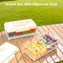 Snackle Box Container with Ice Pack-Chilled Divided Serving Tray with Lid and Handle 4 Compartments Cooling Travel Charcuterie Box with fork for Outdoor Parties, Picinics