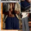 3 Pack Men's Big and Tall Sweatpants Wide Leg Open Bottom Baggy Joggers Casual Drawstring Pants with Pockets (XXXL)