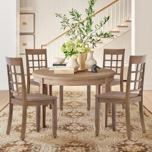 COLAMY Wooden Dining Chairs Set of 4, Nine-Square High Back Kitchen Side Chair, Farmhouse Dining Chairs for Kitchen and Dining Room, Light Brown