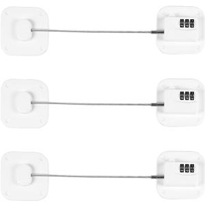 Refrigerator Lock, Heavy Duty Fridge Lock, Combination Lock for Refrigerator Cabinets, Drawers, Safety, Easy Install No Keys Needed (White-3Pack)