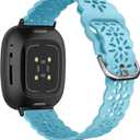 Ginkgonut Beautiful Silicone Slim Sport Band Compatible with Fitbit Sense/Versa 3 / Versa 4 / Sense 2 Bands Women, Soft Silicone Lace Replacement Smartwatch Wristband for Women
