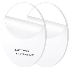 2 Pieces 1/8" Clear Circle Acrylic Sheet, 18 Inch Diameter Plexiglass Sheet, Round for Cake Discs, Plexiglass Table Top, Acrylic Backdrops and DIY Display Projects Craft