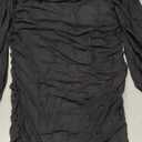 MEROKEETY Women's Long Sleeve Wedding Guest Formal Dress Fall Winter Ruched Bodycon Mesh Cocktail Party Midi Dresses (Medium, Black)