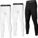 SS COLOR FISH 3 Pack Men Compression Pants Athletic Baselayer Workout Legging Running Tights for Men (XX-Large, 2white&1black)