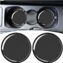 2PCS Sports Racing Car Cup Holder Coasters, 2.67 Inch Carbon Fiber Automotive Cup Holder Insert Coaster Pad, Non-Slip Shockproof Vehicle Interior Drink Cups Mat for RV, SUV, Truck(Black)
