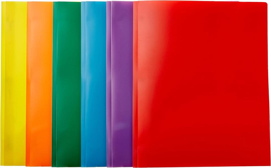 Amazon Basics Heavy Duty Plastic Folders with 2 Pockets for Letter Size Paper, Assorted Colors, Pack of 6 Amazon Basics Heavy Duty Plastic Folders with 2 Pockets for Letter Size Paper, Assorted Colors, Pack of 6